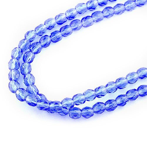 Precisoa 4mm Transparent Blue faceted glass beads