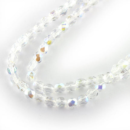 4mm Crystal AB Faceted Czech
