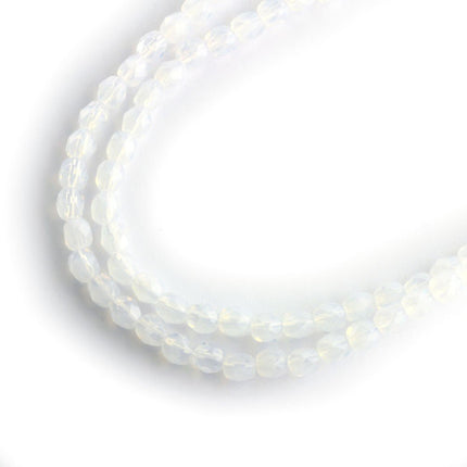 4mm czech glass faceted beads white opal colour