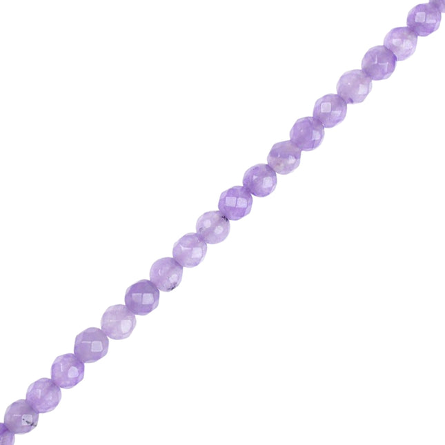 4mm Faceted lilac Dyed Jade Beads