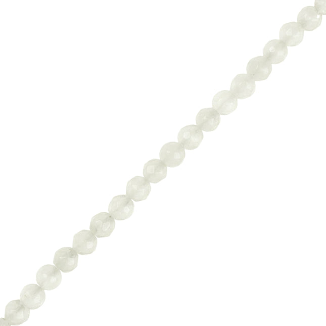 4mm Faceted White Dyed Jade Beads