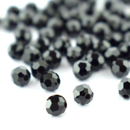 4mm Jet Round Faceted Preciosa Crystal Bead
