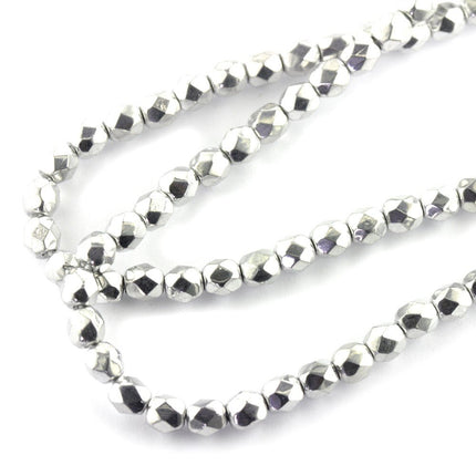 4mm Faceted Czech Glass beads in galvanised silver
