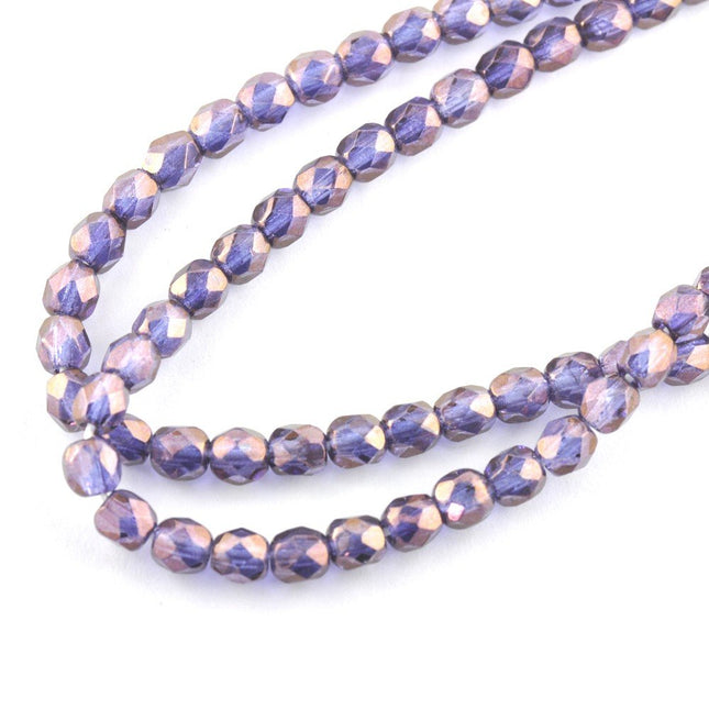 Preciosa 4mm Czech glass faceted beads purple lustre