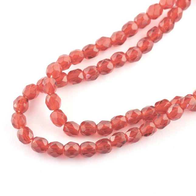 Preciosa Czech 6mm faceted glass beads transparent red