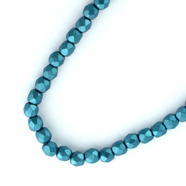 Preciosa 4mm faceted glass bead in pastel petrol