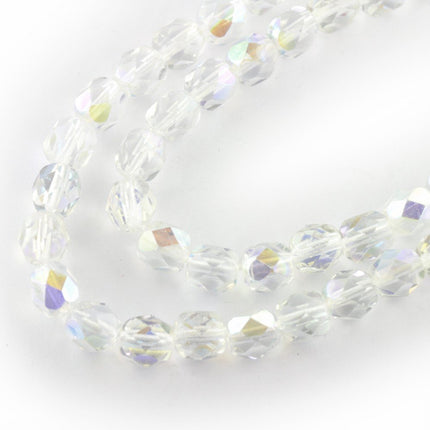 6mm Crystal AB Faceted Czech Glass Beads
