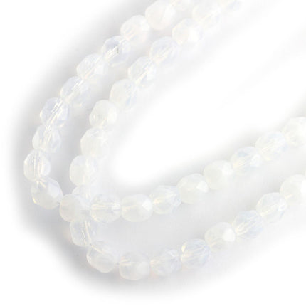 6mm czech glass faceted beads white opal
