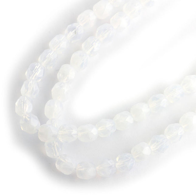6mm czech glass faceted beads white opal