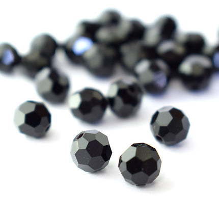 6mm Jet Round Faceted Preciosa Crystal Bead