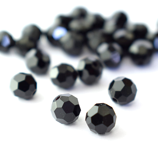 6mm Jet Round Faceted Preciosa Crystal Bead