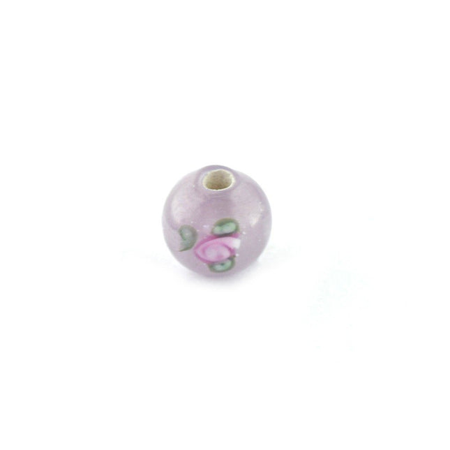 czech lampwork lilac 6mm glass round bead