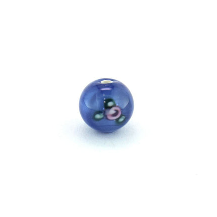 czech lampwork glass 6mm blue round bead