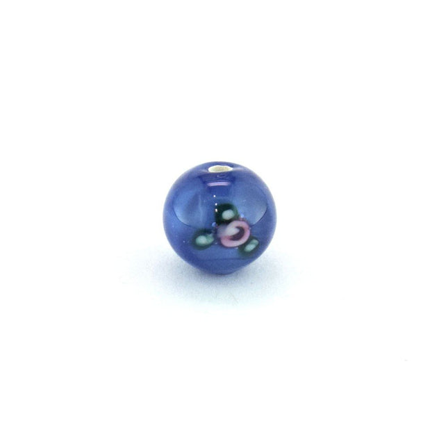 czech lampwork glass 6mm blue round bead