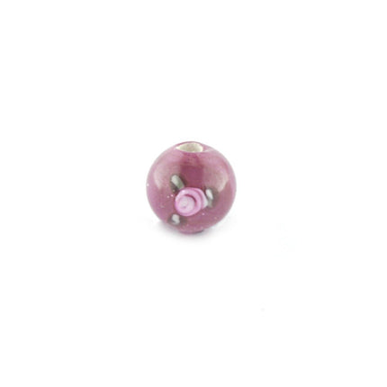 Red czech glass lampwork 6mm round bead