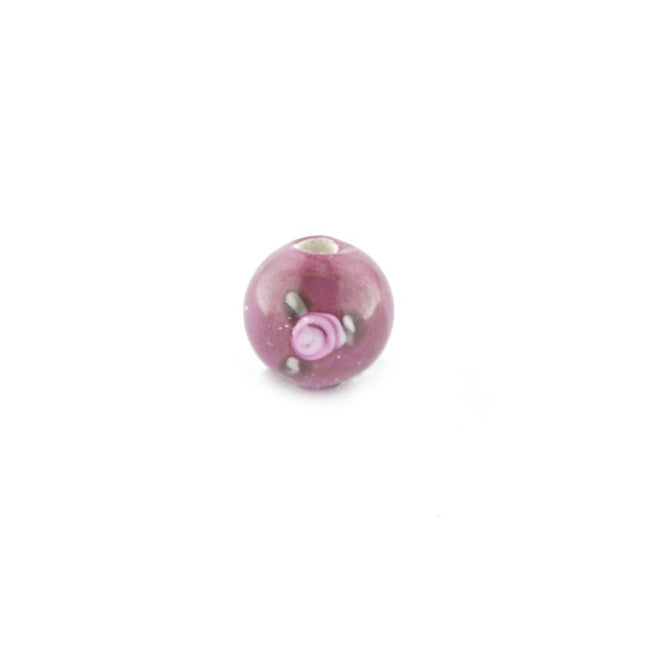 Red czech glass lampwork 6mm round bead