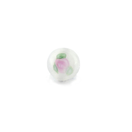 Czech lampwork glass 6mm white flower bead