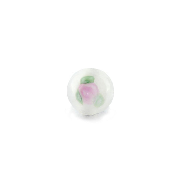 Czech lampwork glass 6mm white flower bead
