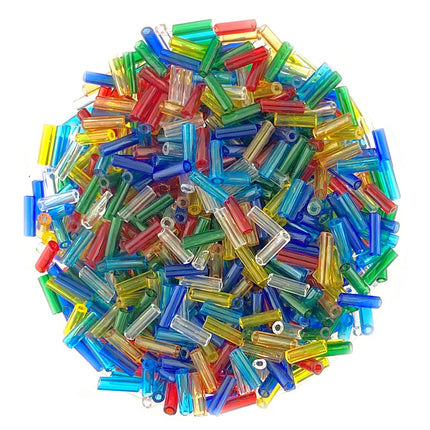 7mm Transparent Mix Bugle Beads