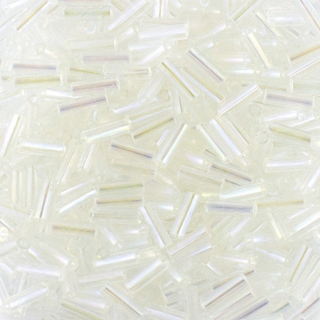 Preciosa 7mm Crystal AB Bugle Beads