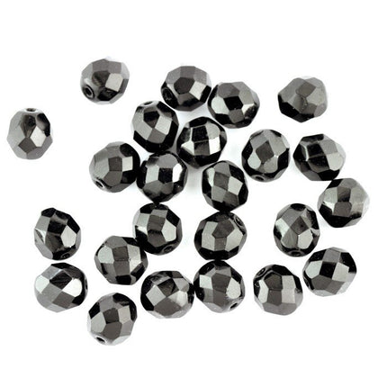 8mm czech faceted glass beads in jet