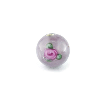 8mm lilac czech glass lampwork bead. handmade glass bead