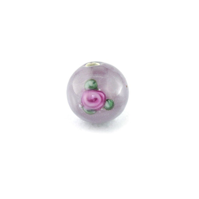 8mm lilac czech glass lampwork bead. handmade glass bead