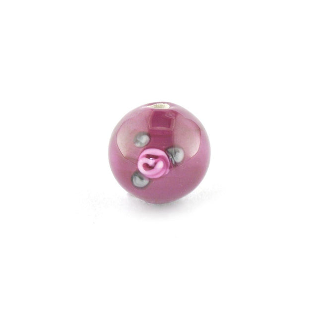 8mm ruby red czech lampwork round flower glass bead