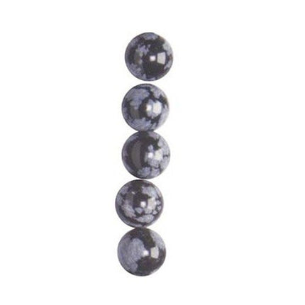 8mm Snowflake Round Obsidian Semi-Precious Beads