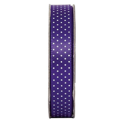 Anita's 10mm satin ribbon deep purple spotty ribbon