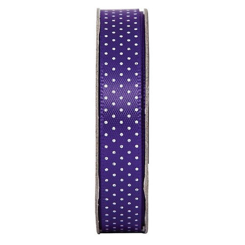Anita's 10mm satin ribbon deep purple spotty ribbon