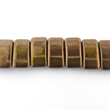 czech glass 2 hole carrier bead metallic bronze