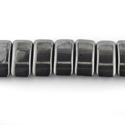 czech glass 2 hole carrier bead haematite
