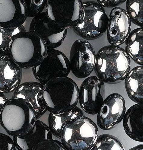 Czech Glass 2 hole candy beads heamtite effect