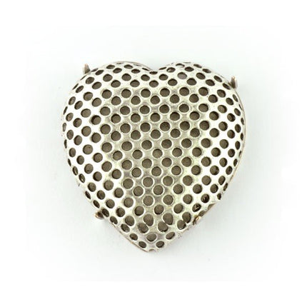 30mm Heart Sieve Cabochon Antique Silver*