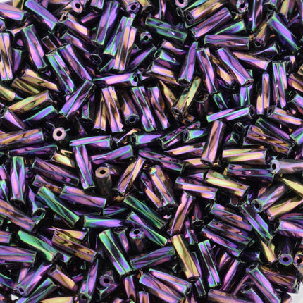 7mm Twisted Bugle Beads Iridescent Purple