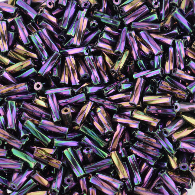7mm Twisted Bugle Beads Iridescent Purple