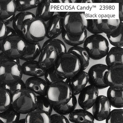czech glass 2 hole candy bead opaque black