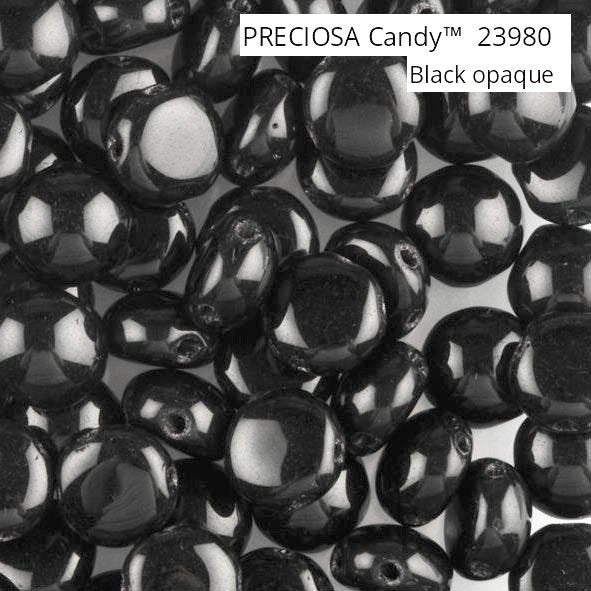 czech glass 2 hole candy bead opaque black