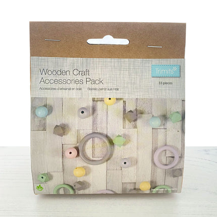 Trimits 33 Piece Assorted Colour Wooden Macrame Accessory Pack