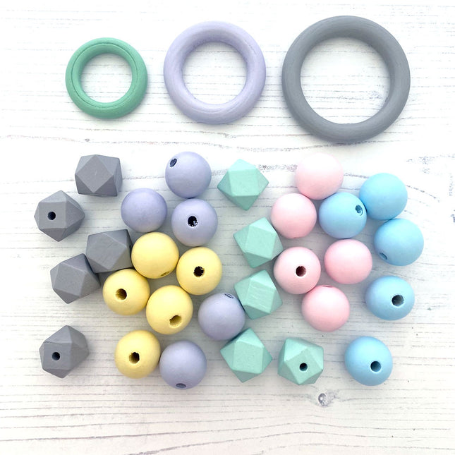 Trimits 33 Piece Pastel Colour Wooden Macrame Accessory Pack