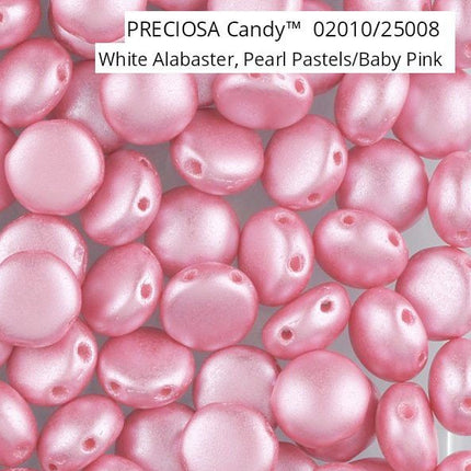 Czech Glass pastel pink two hole candy bead
