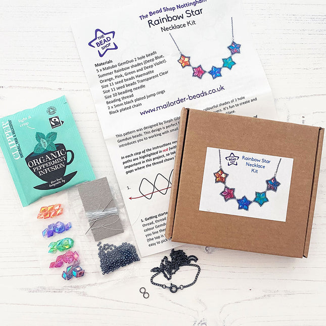 Rainbow Star Necklace Kit contents and box