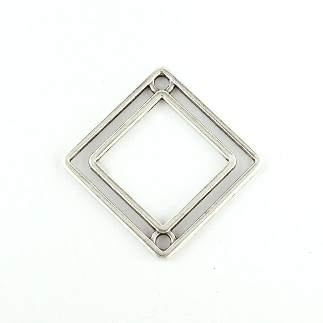 Rhombus connector antique silver