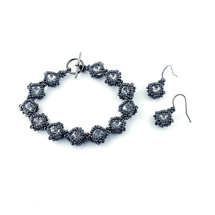 Crystal & Hematite - Netted Rivoli kit