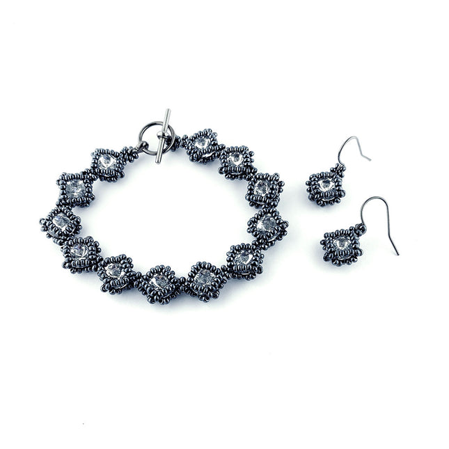 Crystal & Hematite - Netted Rivoli kit