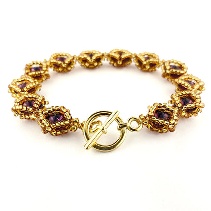 Amethyst & Gold Rivoli Diamond bracelet & earring kit clasp