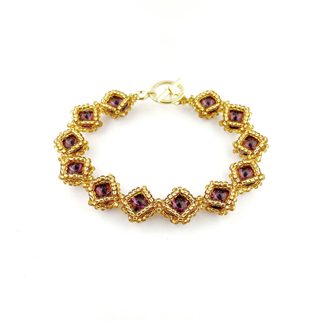 Amethyst & Gold - Netted Rivoli bracelet kit
