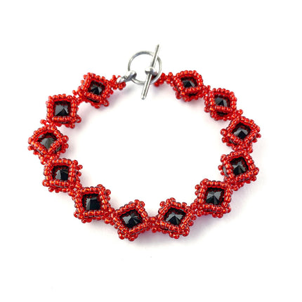 Jet & Red - Netted Rivoli bracelet kit