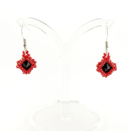 Jet & Red - Netted Rivoli earring kit